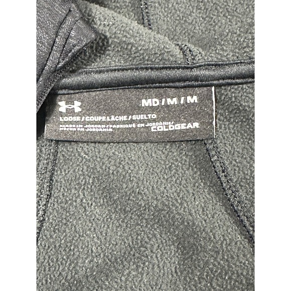 Under Armour Cold Gear Hooded 1/2 Zip Fleece Vest Womens Medium Black Loose - Picture 6 of 7